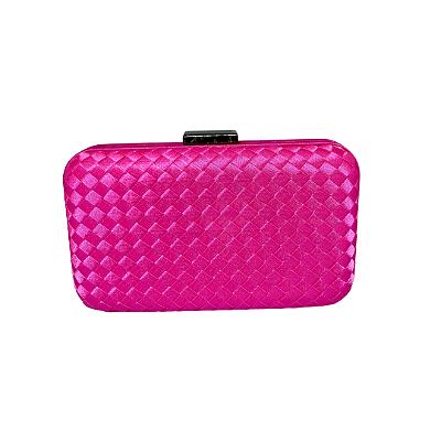 Bolsa clutch tressé acetinado, com fecho simples - Rosa Pink